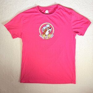 Buc-ees Women's Top Pink Happy Place‎ Flowers Tee Short Sleeve Graphic M